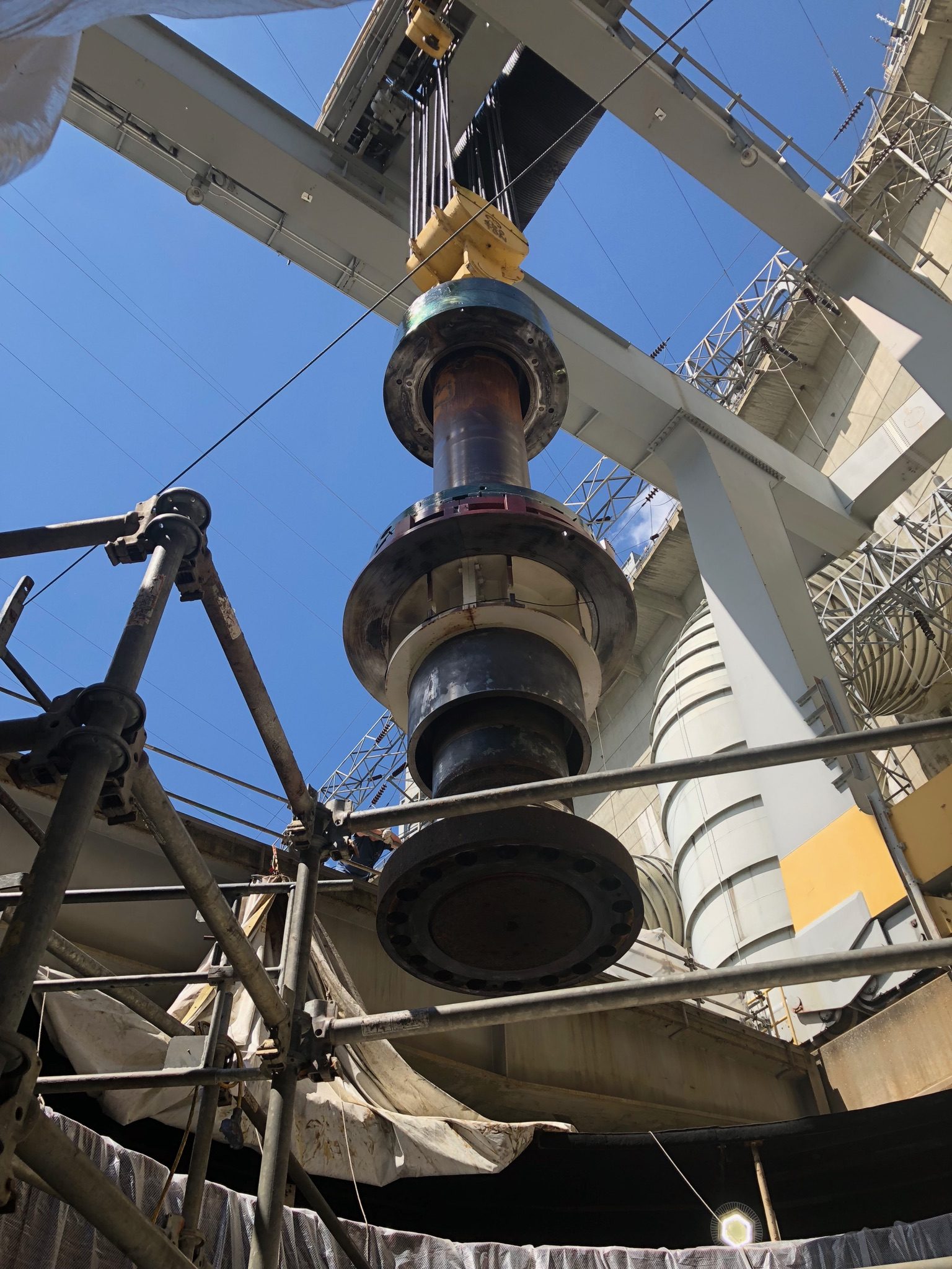 Large turbine being installed as part of a long-term maintenance project.