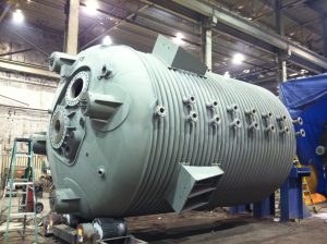 Fabricated half-pipe reactor in Cincinnati fabrication shop
